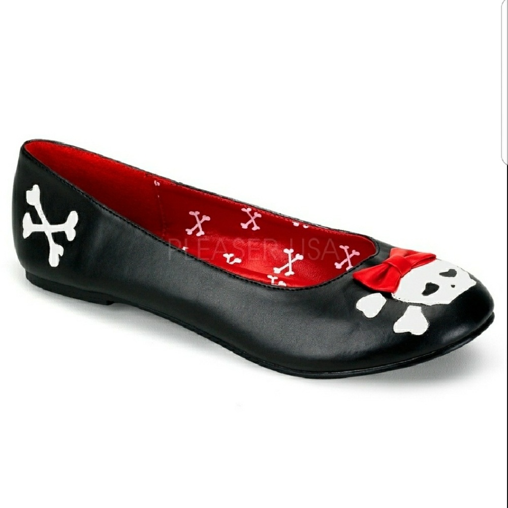 Rockabilly pin up goth ballet flats